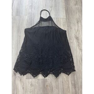 Atina Christina‎ Lace Halter Top Sheer Black Tank Size M